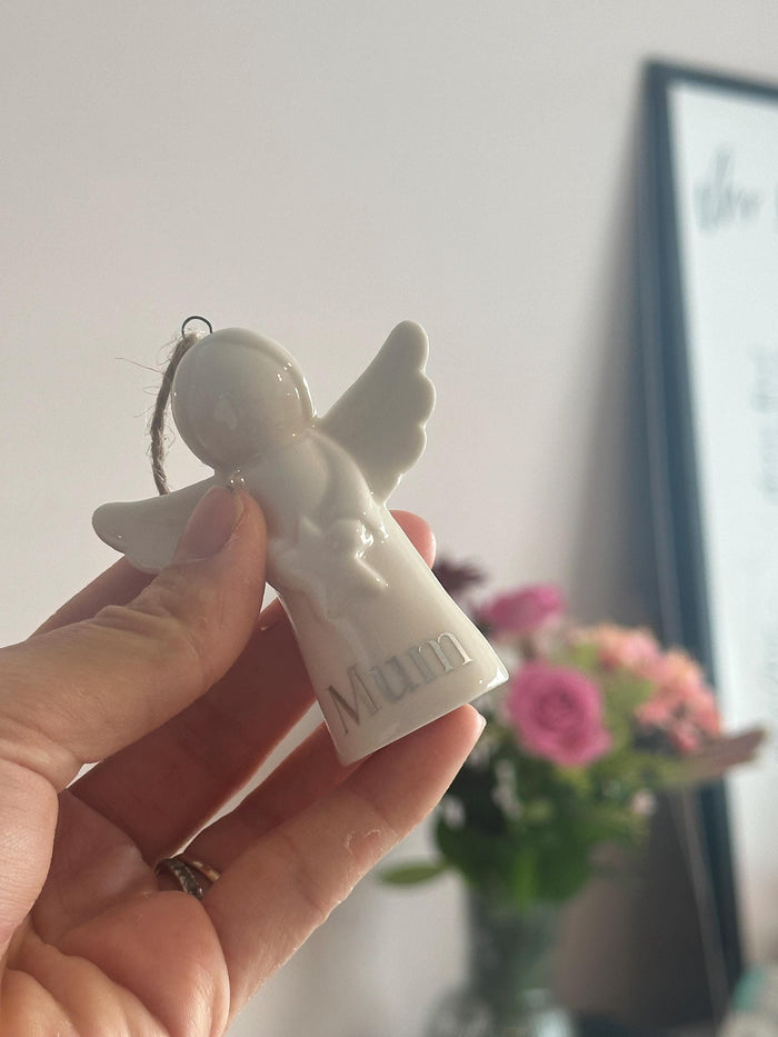 Personalised Angel Christmas Bauble, Ceramic Angel Ornament, Christmas Keepsake, Memorial Gift, Custom Name Decoration