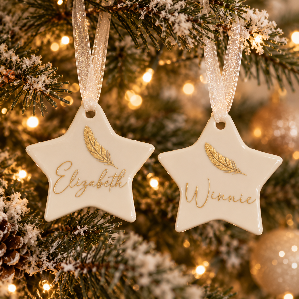 Christmas Memorial Star Ornament | Personalised Remembrance Decoration | Baby Loss Keepsake | Ceramic Memorial Star | Sympathy Gift