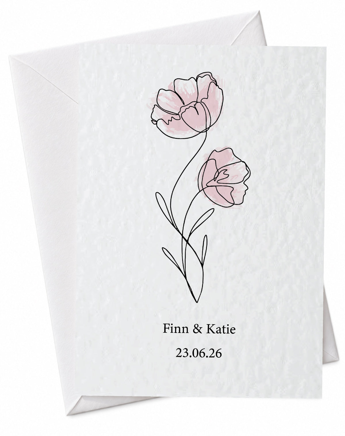 Personalised hand drawn flowers couple card