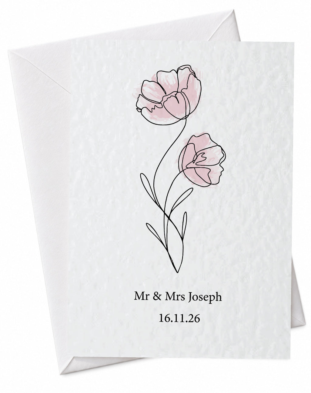 Mr and Mrs hand drawn flowers card