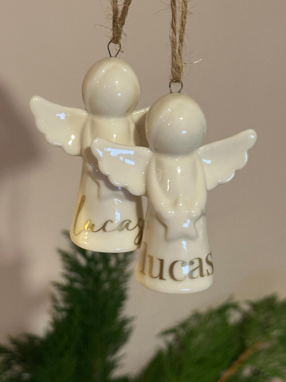 Personalised Angel Christmas Bauble, Ceramic Angel Ornament, Christmas Keepsake, Memorial Gift, Custom Name Decoration