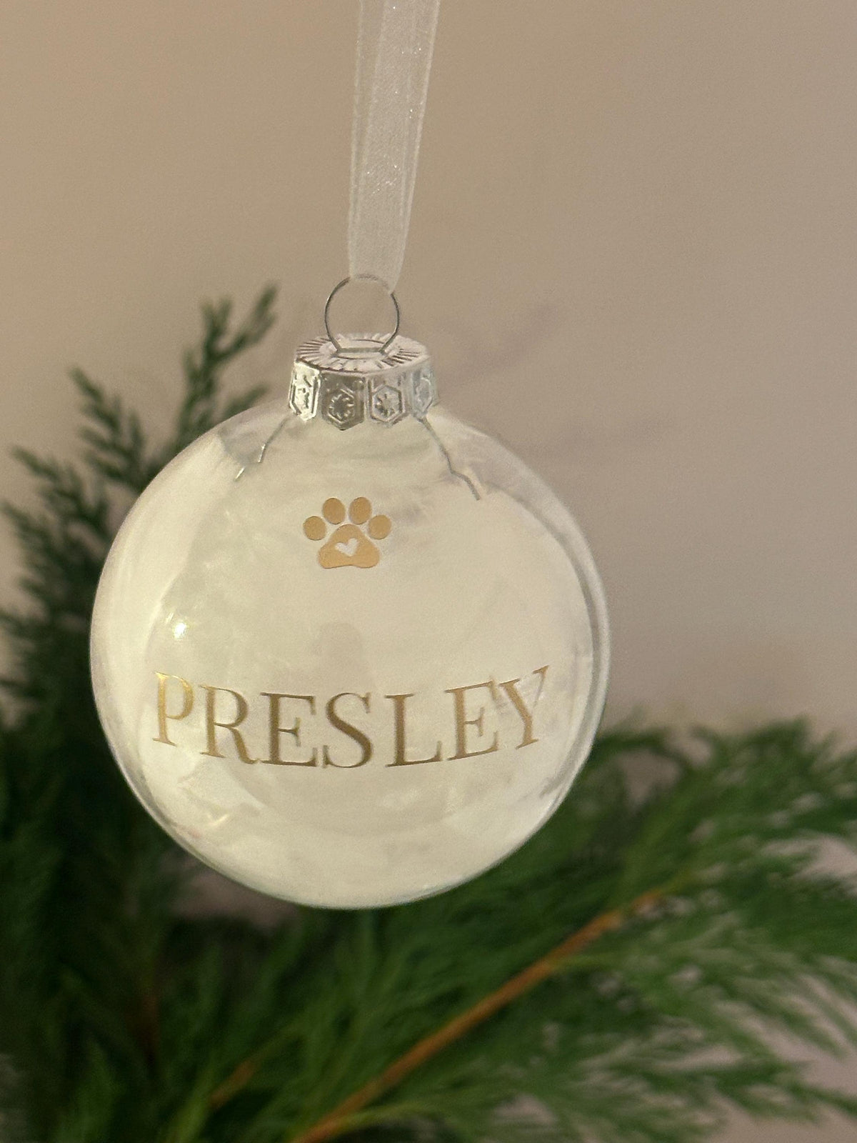 Personalised pet memorial feather bauble