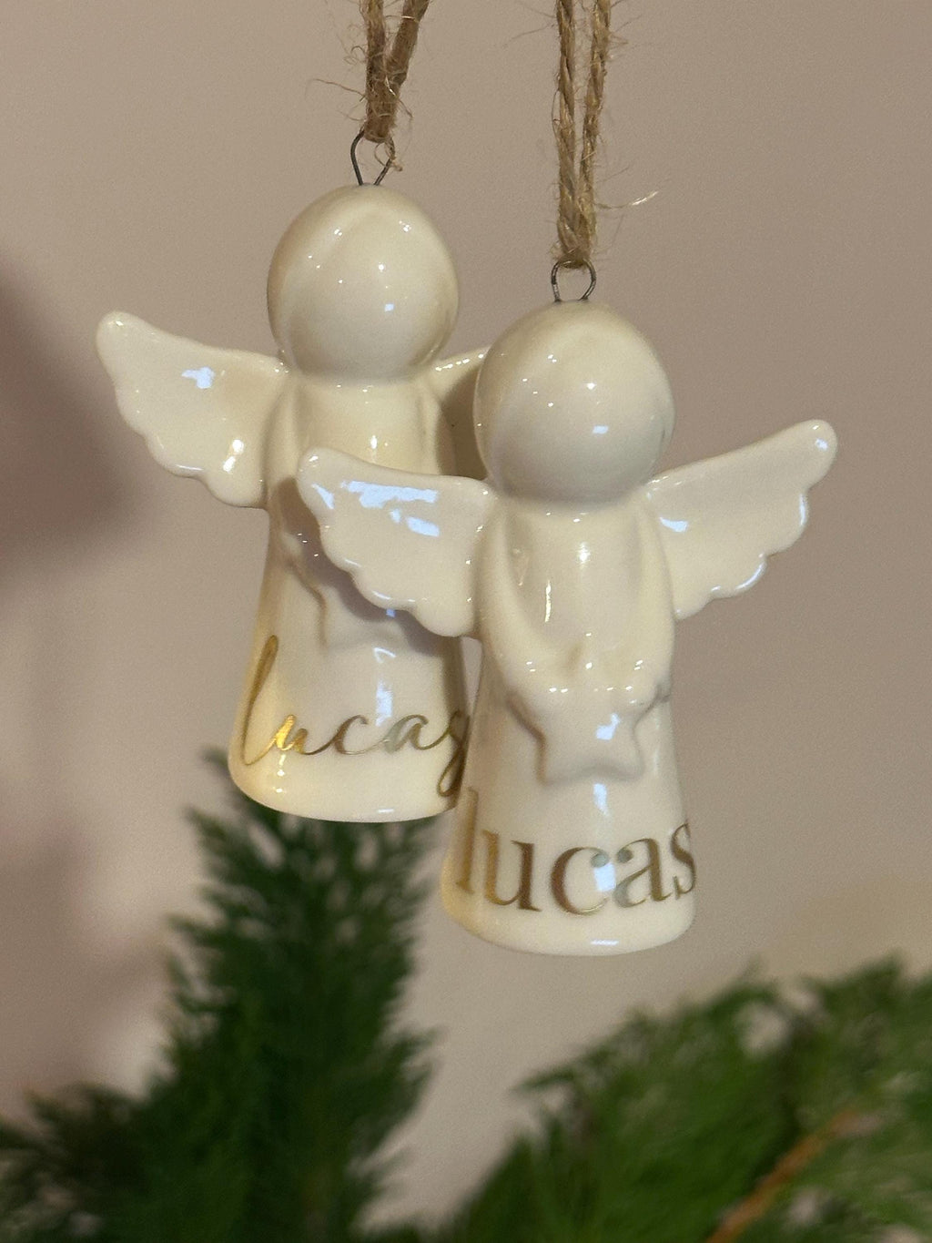 Personalised angel Christmas bauble