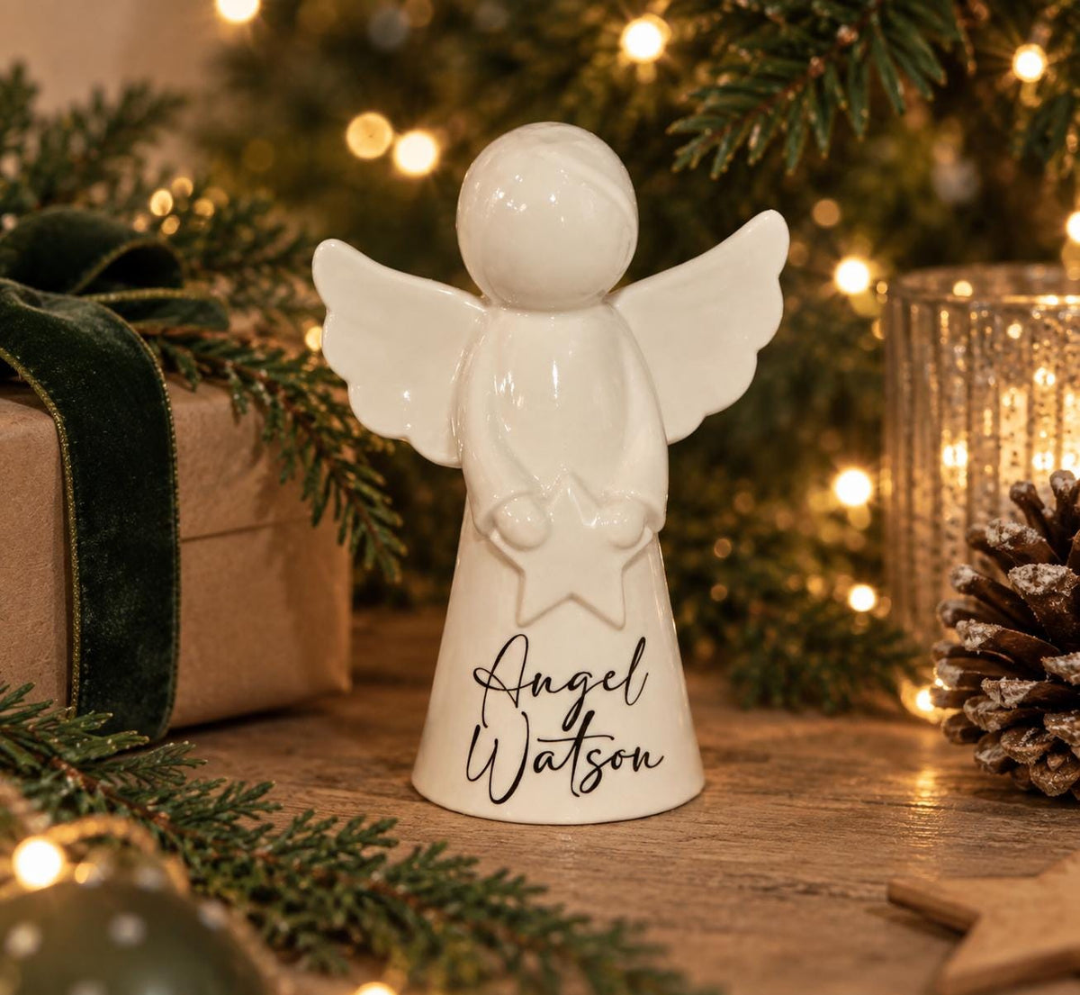 Personalised ceramic angel ornament