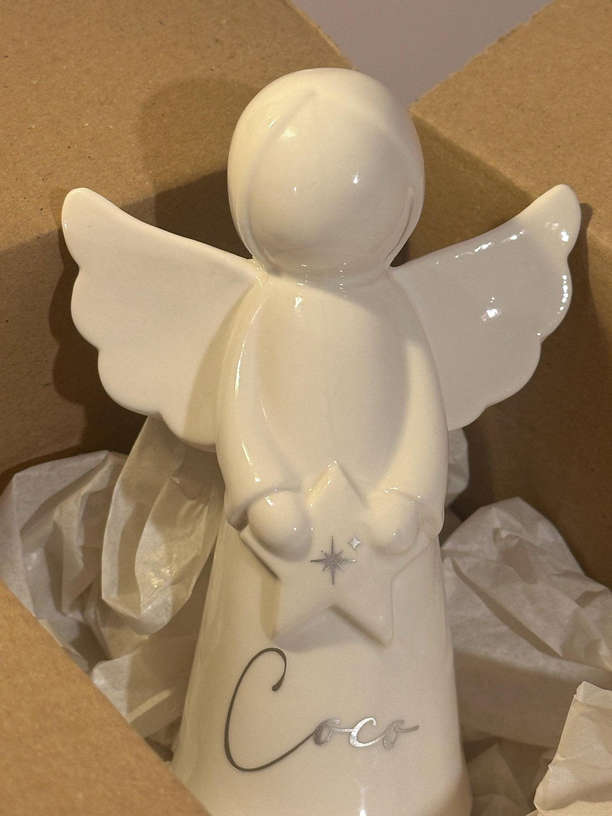 Personalised ceramic angel ornament