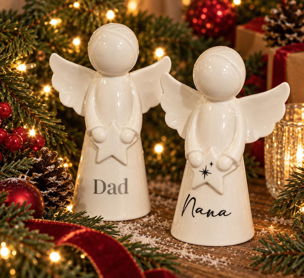 Personalised ceramic angel ornament