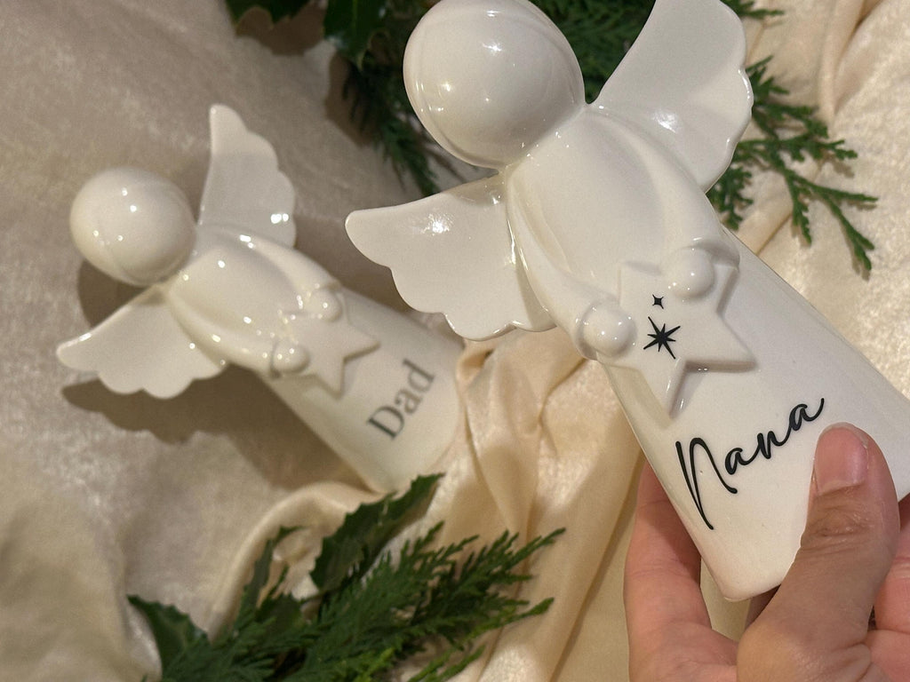 Personalised ceramic angel ornament