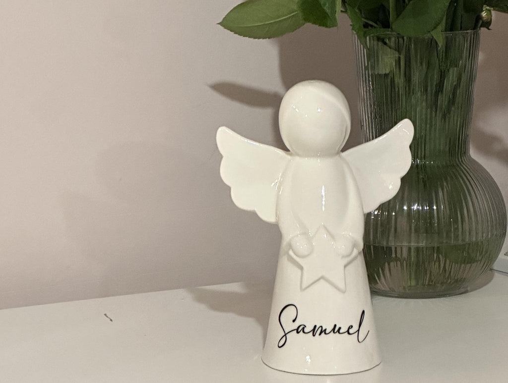 Personalised ceramic angel ornament