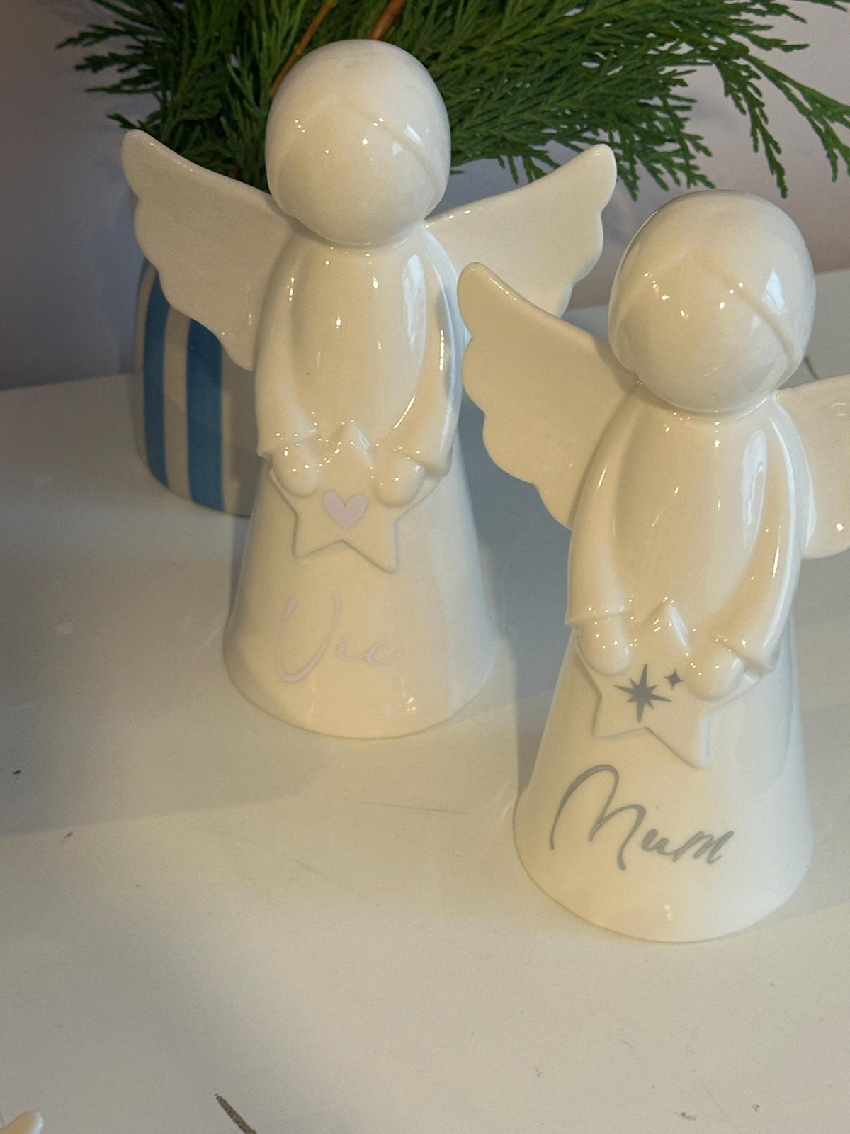 Personalised ceramic angel ornament