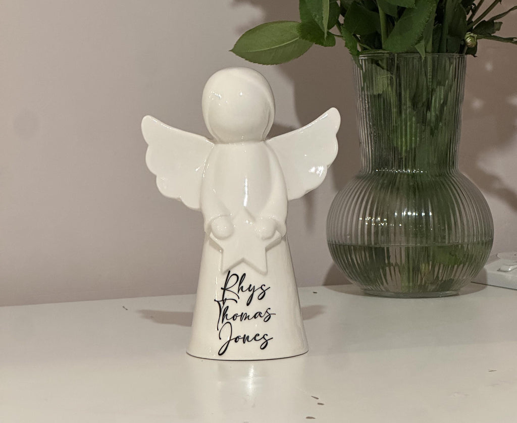 Personalised ceramic angel ornament