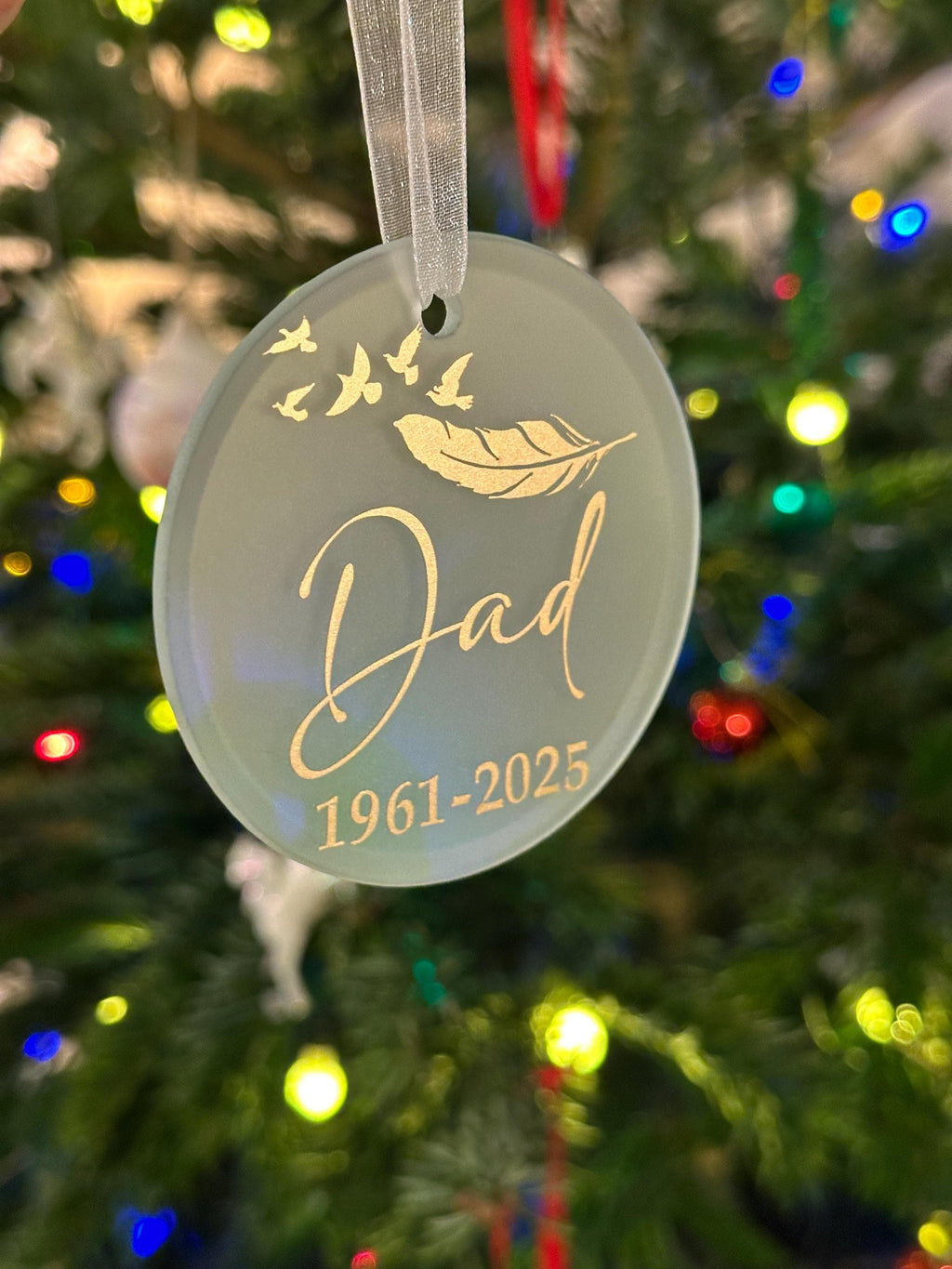 Christmas memorial feather ornament