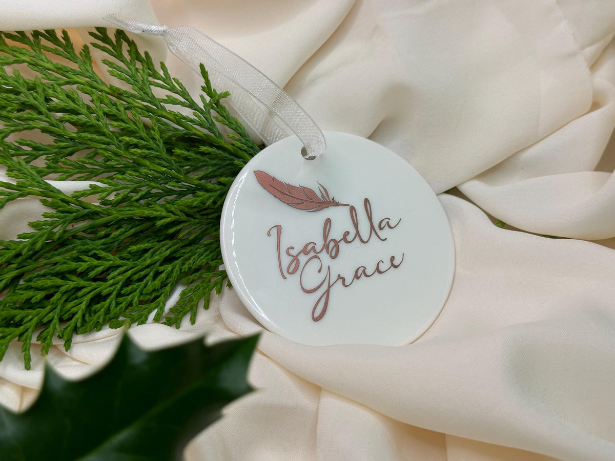 Christmas memorial feather ornament