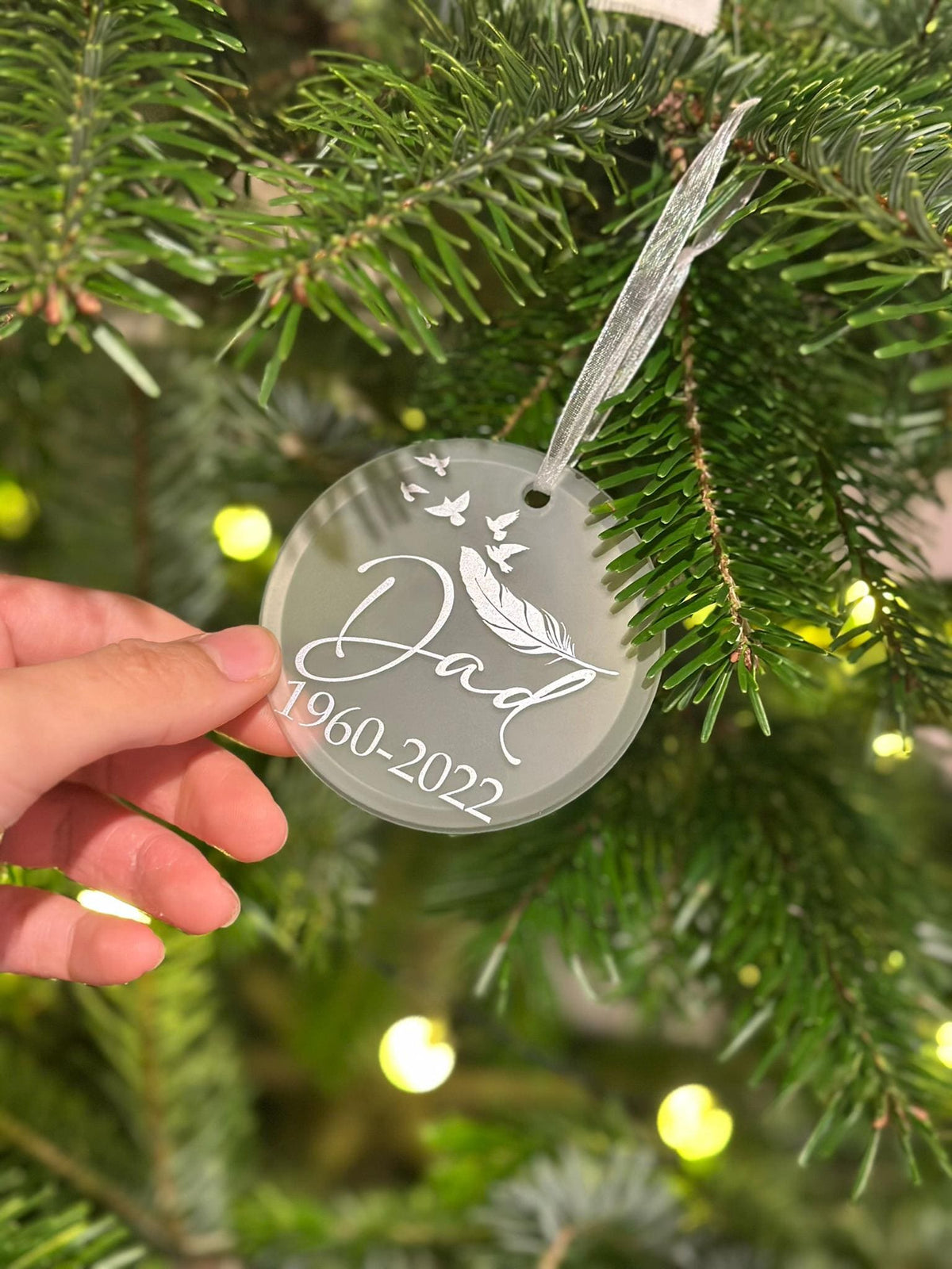 Christmas memorial feather ornament