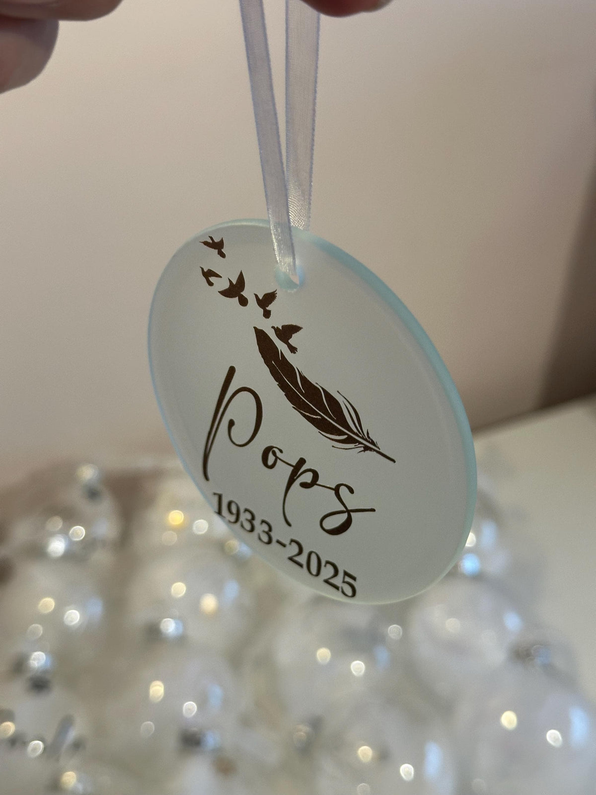 Christmas memorial feather ornament