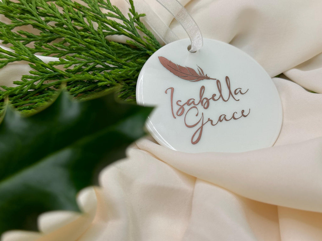 Christmas memorial feather ornament