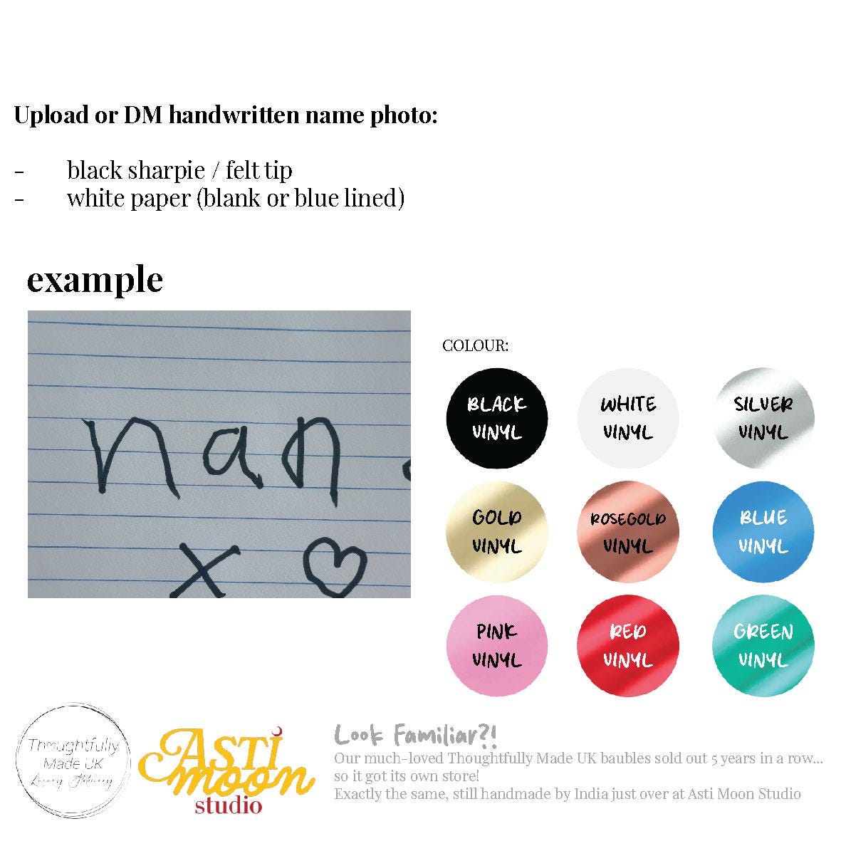 Child handwriting personalised feather bauble