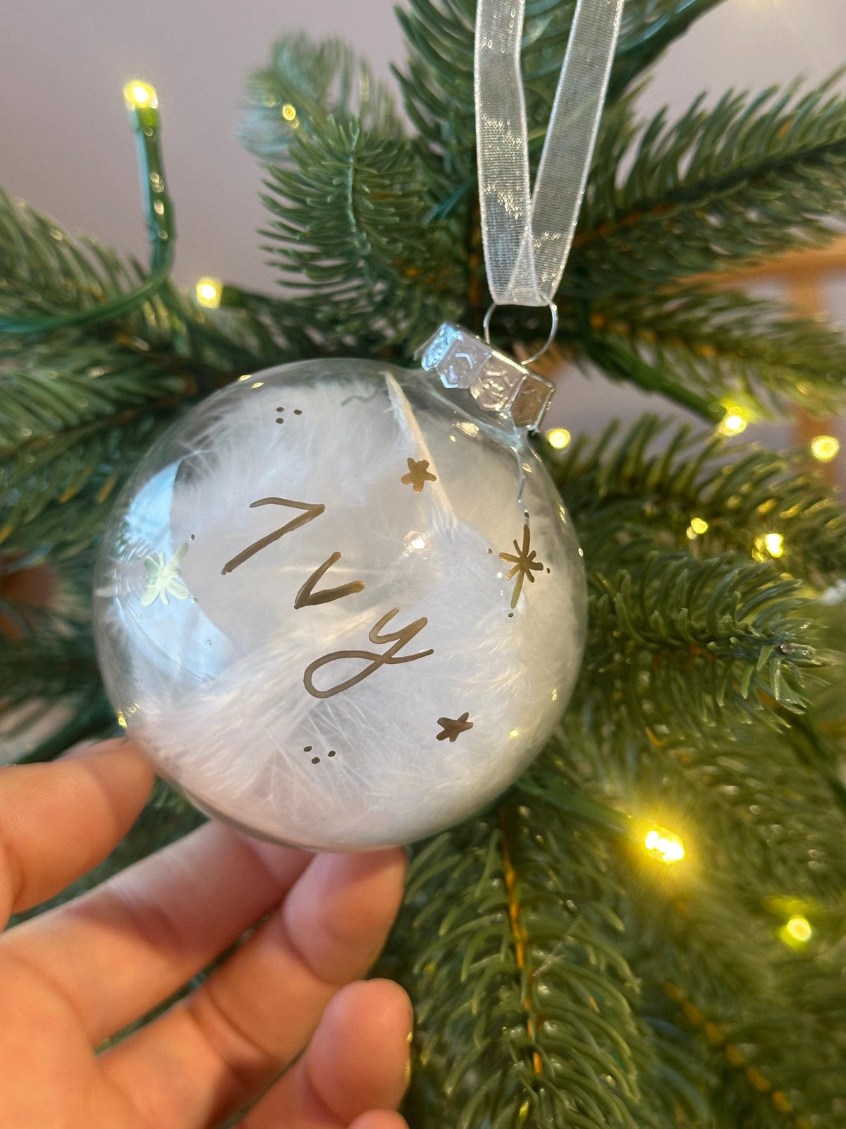 Handwritten baby Christmas bauble