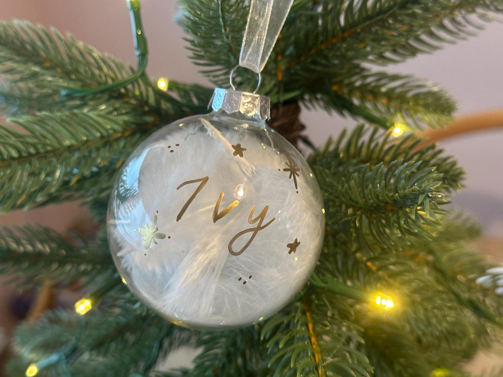 Handwritten baby Christmas bauble