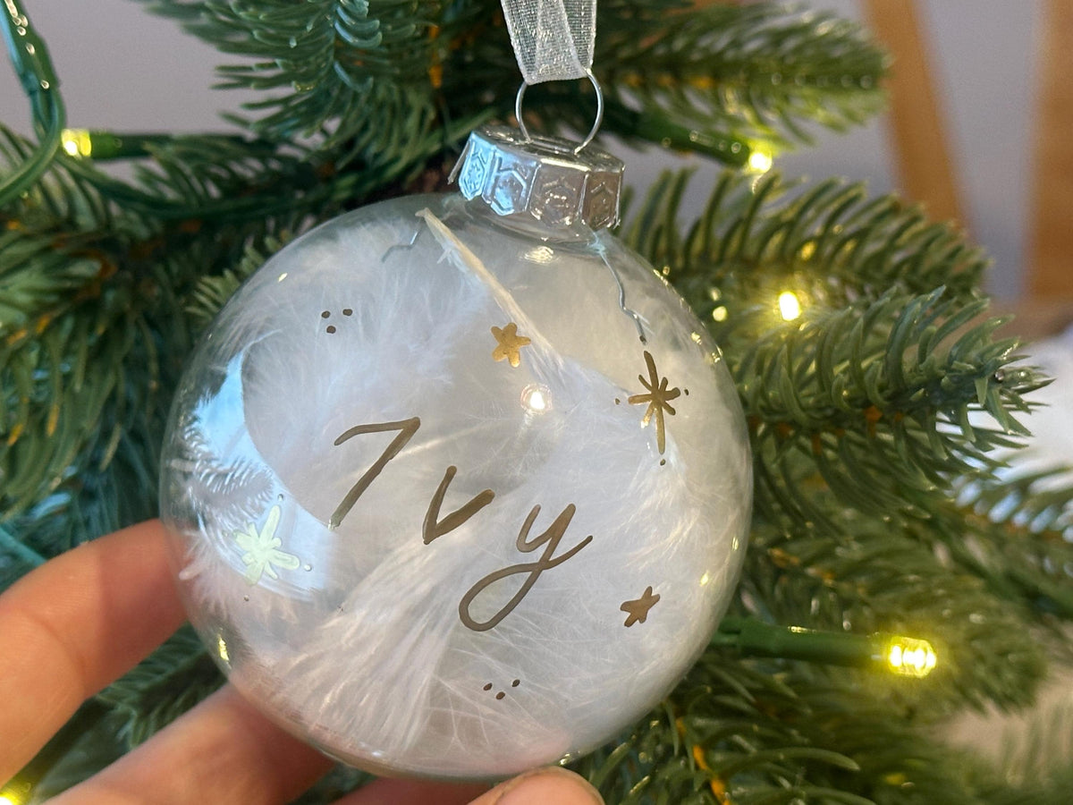 Handwritten baby Christmas bauble