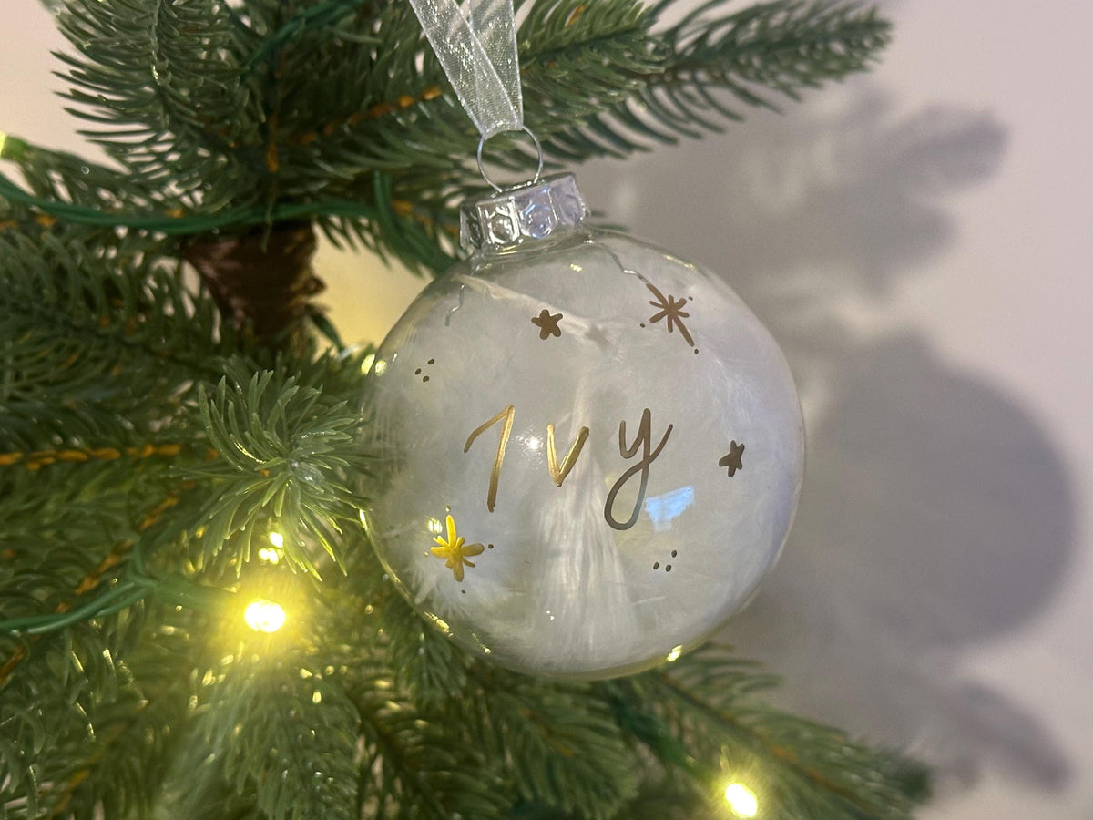 Handwritten baby Christmas bauble