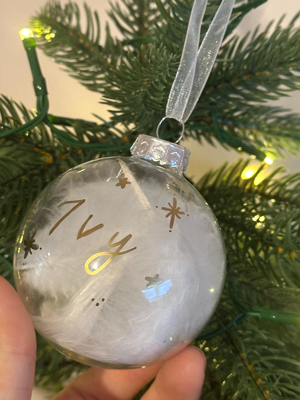 Handwritten baby Christmas bauble