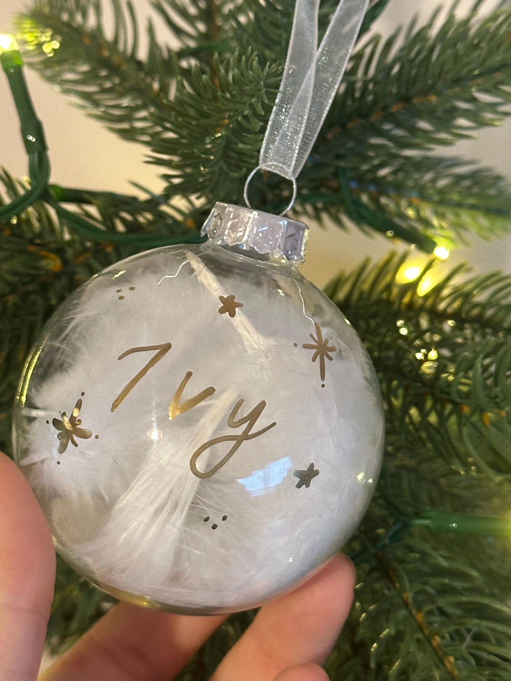 Handwritten baby Christmas bauble